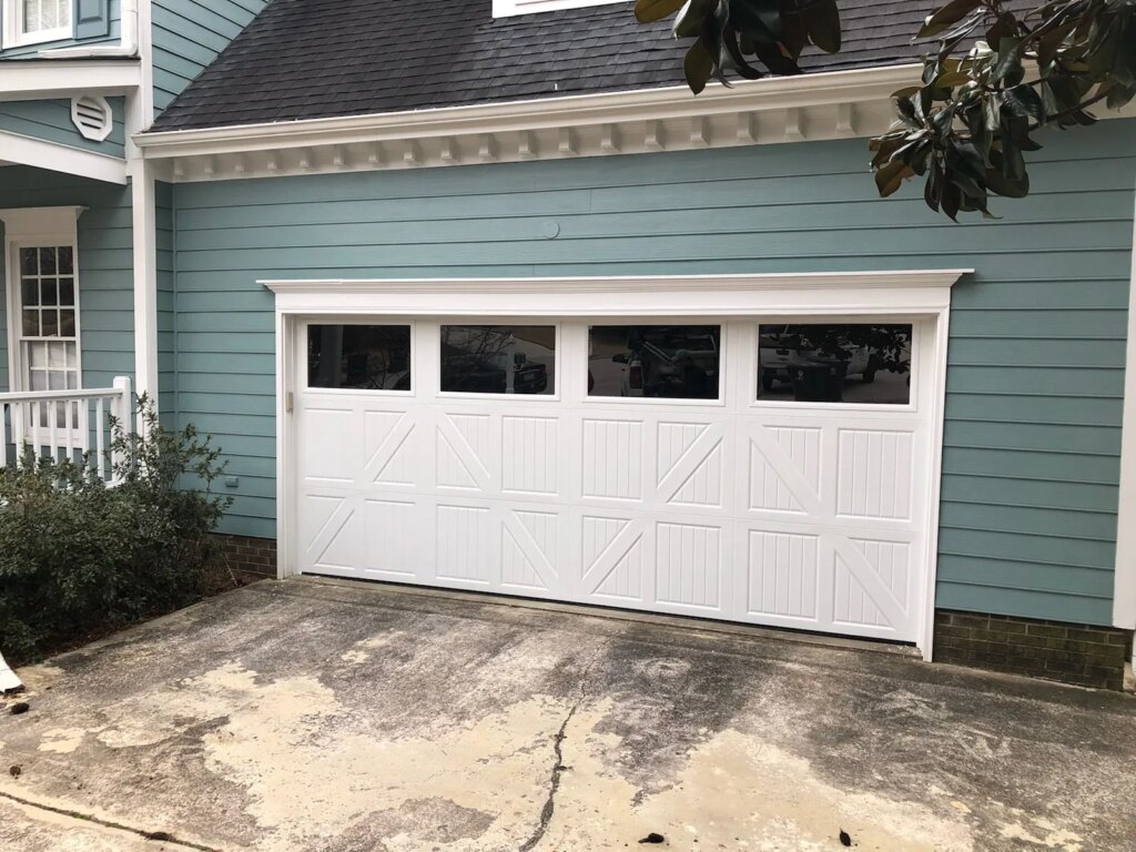 single long garage door on green house in Raleigh NC