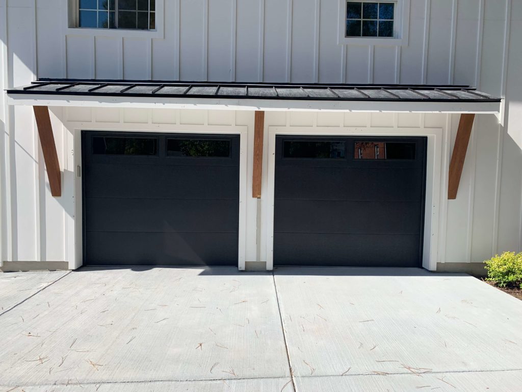 black flush garage door with plain glass 1 scaled