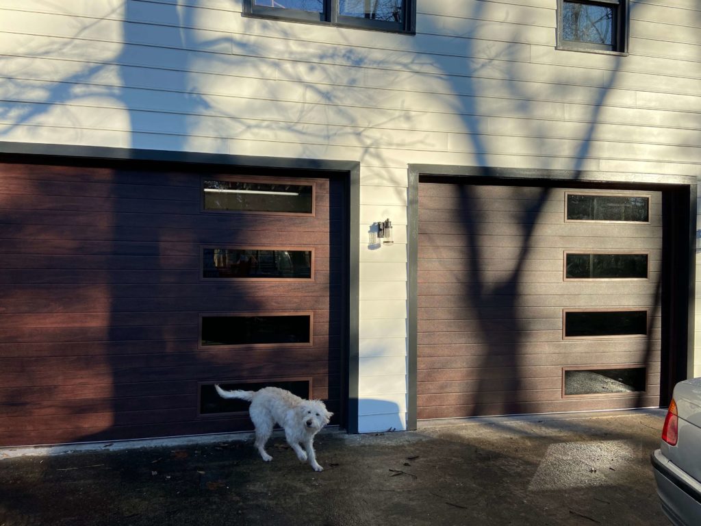 garage door with Mahogany planks 1 scaled