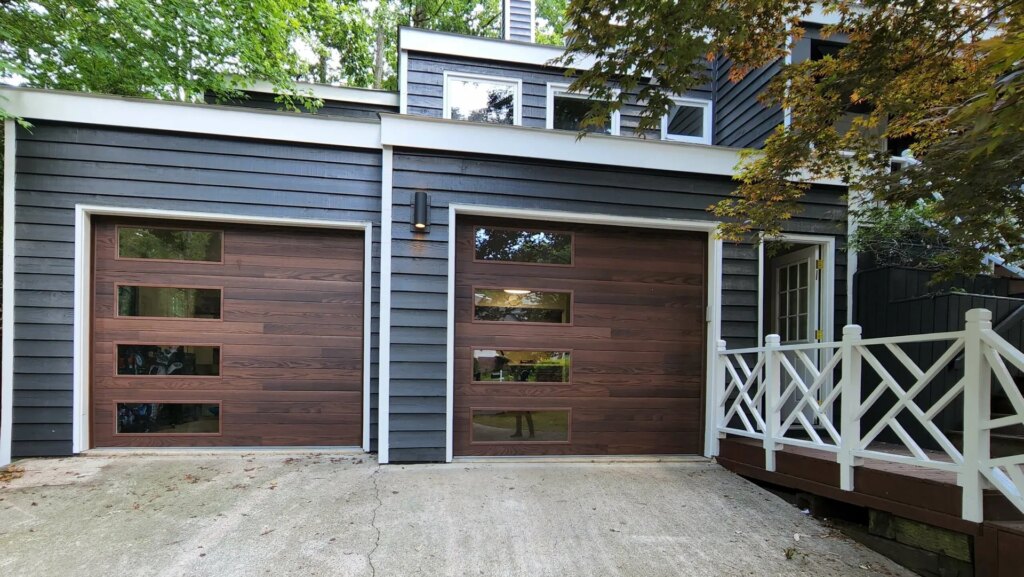 Types of Modern Garage Doors in North Carolina - Modern Garage Doors Near You - Dark-oak-door-planks-side-glass-1024x577