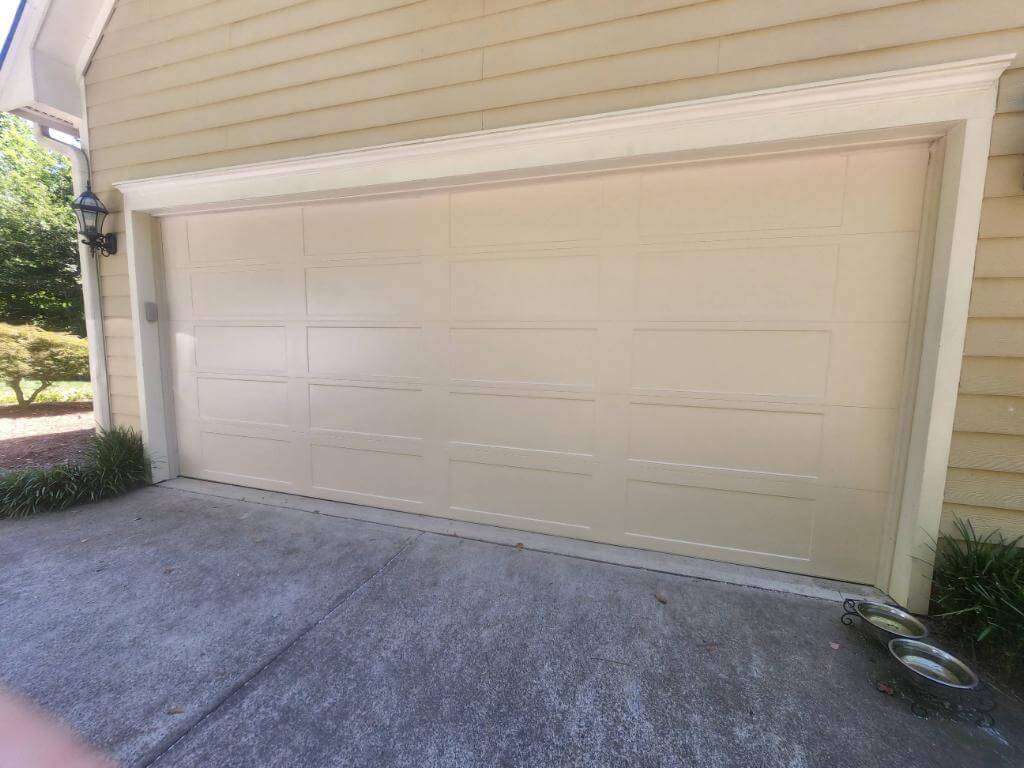 Recessed Panel garage door Almond