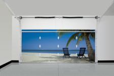 Best Garage Doors For Home Gyms - beach-background-in-garage